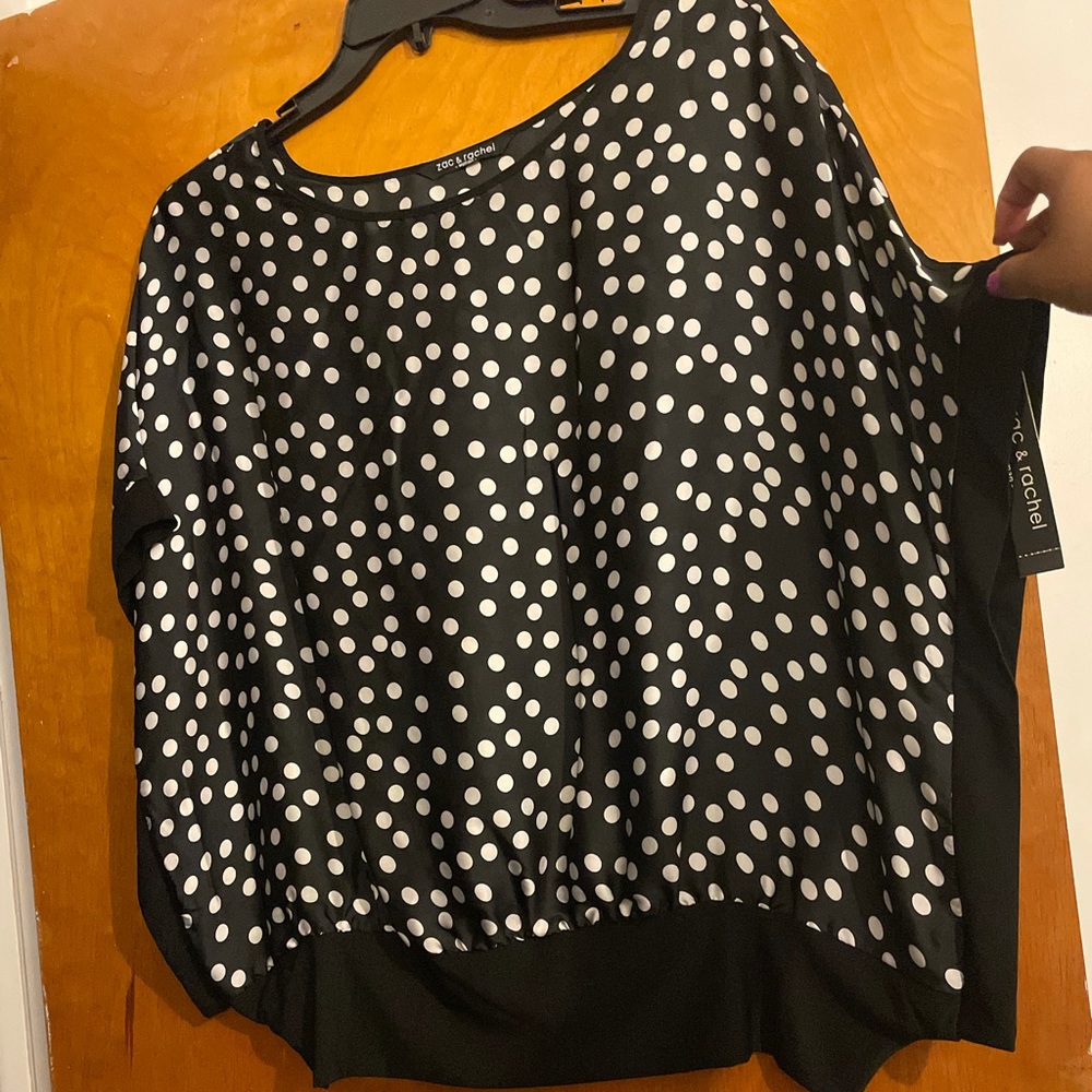 Plus Black and White PolkaDot shirt